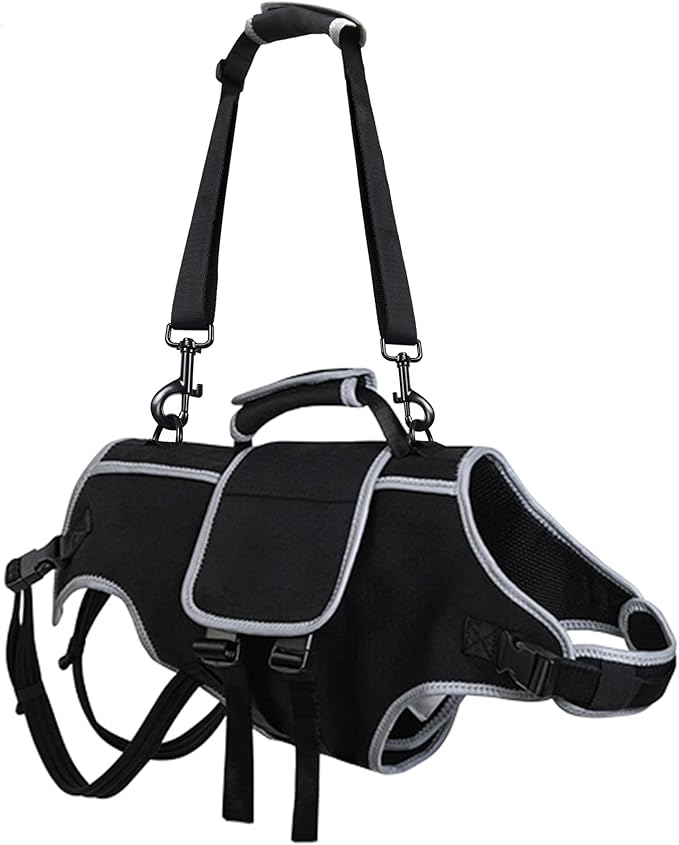 Full Body Dog Lift Harness - Help Large Dogs Up Adjustable Mobility Support Aid for Injured or Senior Dog and Dogs Hind Leg, Black XL