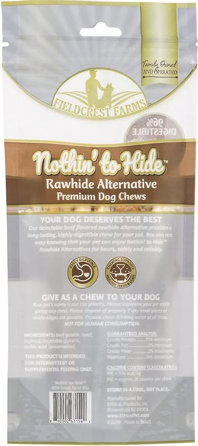 Fieldcrest Farms Nothing to Hide Natural Rawhide Alternative Twist Stix for Dogs - 3 Pack (30 Sticks) Premium Grade Easily Digestible Chews - Great for Dental Health (3 Count (Pack of 1), Beef)