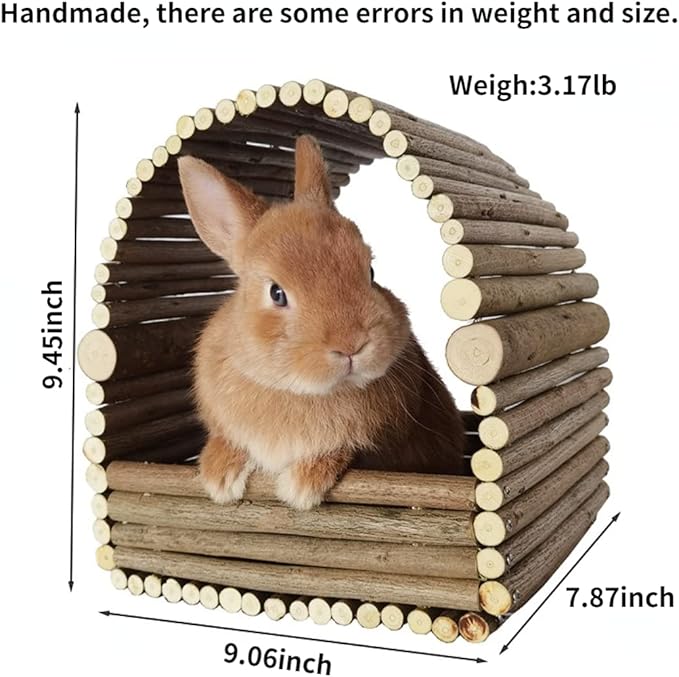 Large Wooden Rabbit Nest Bunny House and Hideouts Small Animal Play Hideaway Hut for Indoor Adult Rabbit Guinea Pig Chinchilla Habitat (Arch)
