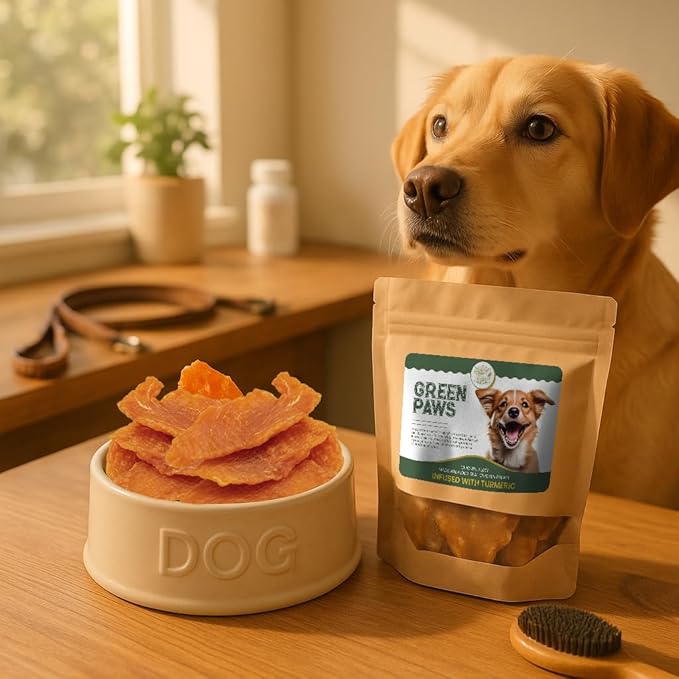 Chicken Jerky Dog Treat -Turmeric Infused Natural Chicken Strips, Single Ingredient Healthy Dog Treats, USA Made Gently Dried High Protein Snacks With No Artificial Additives (10 Oz - 283g)