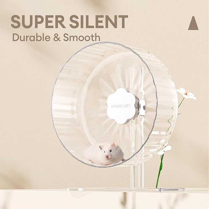 Bucatstate Hamster Exercise Wheel Super-Silent with Adjustable Base Dual-Bearing Cage Accessories Quiet Spinning Running Wheel for Dwarf Syrian Hamster Gerbils and Other Small Animals