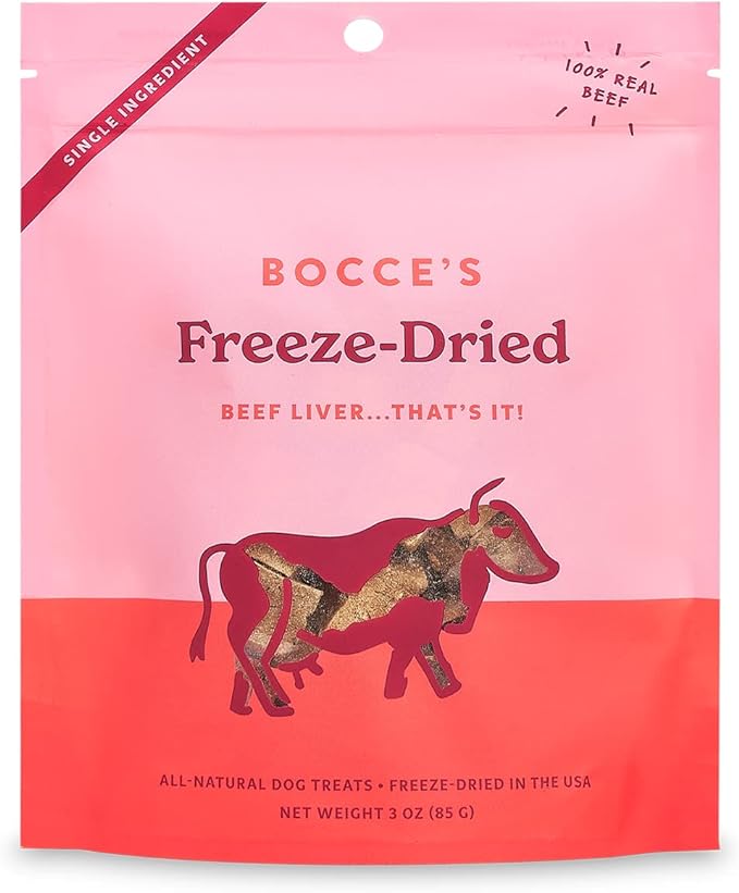 Bocce's Bakery Beef Liver Freeze-Dried Treats, 3 oz, All-Natural, Made in USA, Dog Treats
