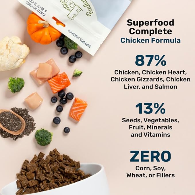 BADLANDS RANCH by Katherine Heigl – Superfood Complete Air-Dried Chicken Dog Food – High Protein with Superfoods for Daily Wellness & Consistent Nutrition – 24 oz