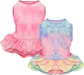 cyeollo 2 Pack Dog Dresses Spring Summer Dog Clothes Dress Breathable Pet Dresses for Small Dogs Girl, Tie Dye Small
