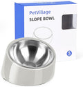Tilted Dog Bowl Non-Slip & Non-Spill Pet Feeder with Elevated Detachable Melamine Stand, Easy to Get Food Dog Dish, S/100ml Gray