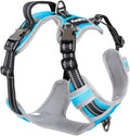 DogTraxs Dog Harness for Large Dogs - No Pull Front Clip, Adjustable Step in Reflective Vest with Metal Buckles - Sky Blue