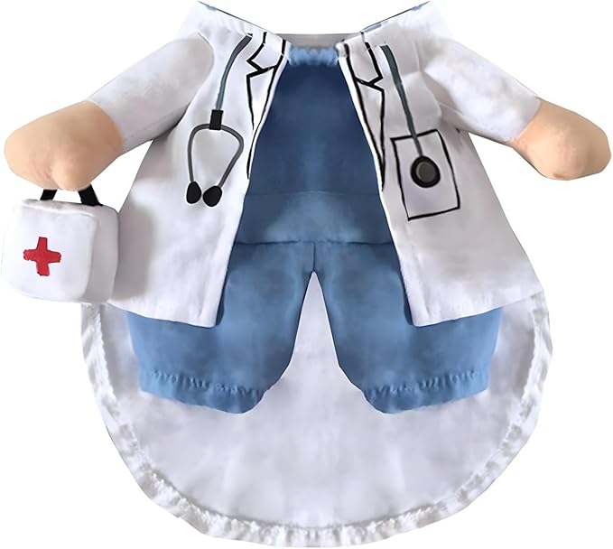 NACOCO Dog Cat Doctor Costume Pet Doctor Clothing Halloween Jeans Outfit Apparel (S)
