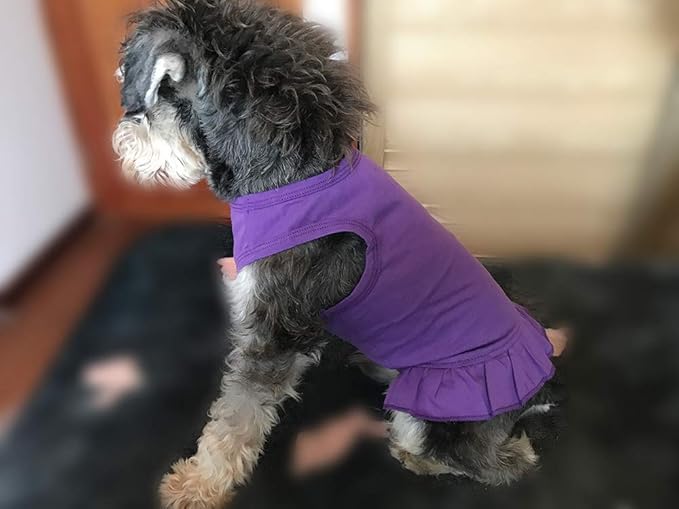 Pet Clothes Small Dog Clothing Blank Color Sport Dress T-Shirts Tee Dresses Tanks Top for Small Size Female Dogs Summer Spring Pet Costumes 100% Cotton (XL, Purple)