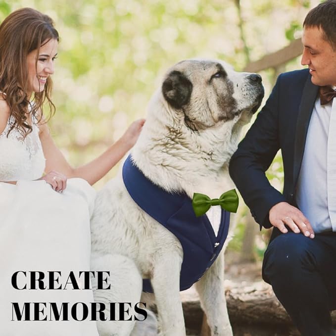 AVERYDAY Dog Tuxedo for Wedding Outfit, Dog Suit and Tie Costumes for Birthday, Halloween, Cosplay, Christmas Party, Pet Formal Wear with Bowtie, Tux for Medium Large Dogs, Bulldog, Labrador, Husky
