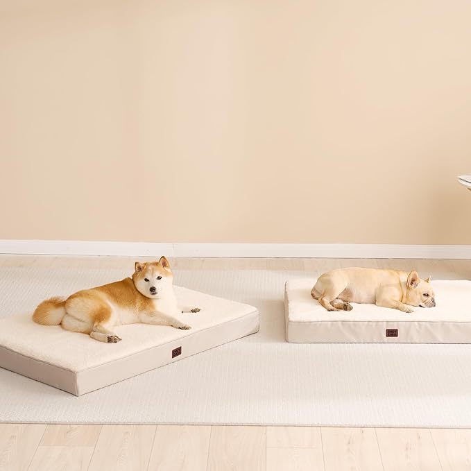 EHEYCIGA Orthopedic XL Dog Beds for Extra Large Dogs with Removable Washable Cover for Crate, Camel, 41x27