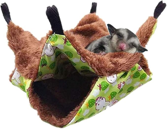 Oncpcare Pet Cage Hammock, Guinea Pig Bedding, Warm and Cozy Fleece Hammock, Size M, 13" x 13"