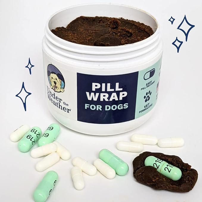Under The Weather Pet Pill Wrap for Dogs | Pill Dough Natural Dog Treats Wraps | Easy Solution to Hide Medications, Vitamins, and Supplements Pills - Chicken Flavor - 4.94 oz