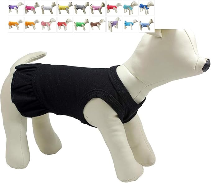 Pet Clothes Small Dog Clothing Blank Color Sport Dress T-Shirts Tee Dresses Tanks Top for Small Size Female Dogs Summer Spring Pet Costumes 100% Cotton (XL, Black)