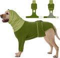 FUAMEY Dog Onesie for Surgery, Surgical Suit for Dogs Female Spay, Cone of Shame Alternative for Dogs, Turtle Neck Body Suit, No Lick Neutering Recovery for Male Doggie, Bull Terrier (Green, L)