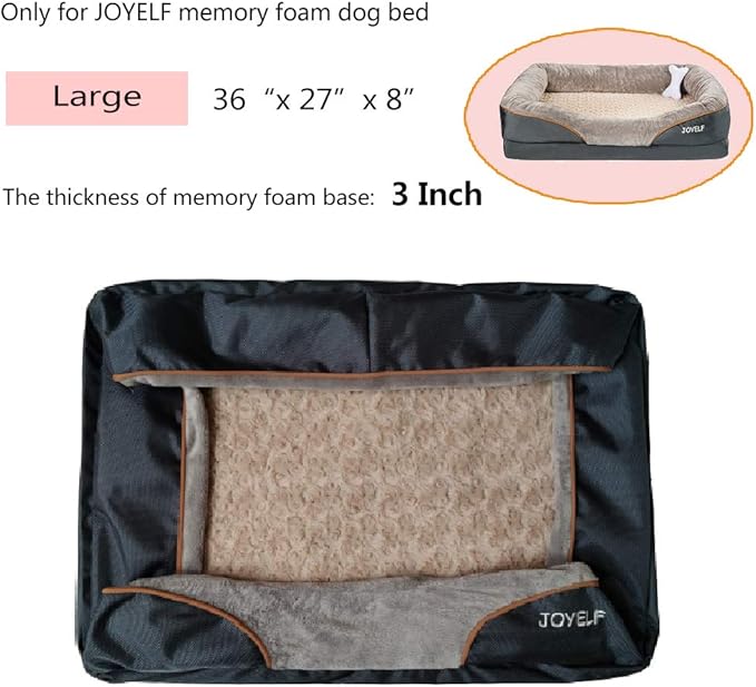 JOYELF New Large Memory Foam Dog Bed Replacement Cover for 36'' x 27''