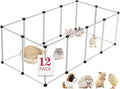 VISCOO 12 Panels Transparent Small Animals Playpen,48" x 24" x 16" Portable Pet Playpen,Plastic Enclosure,Puppy Play Pen for Indoors Outdoor Pet Fence for Guinea Pigs,Bunny,Ferrets,Hamsters,Hedgehogs