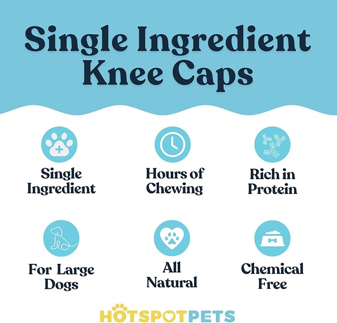 hotspot pets All Natural Beef Knee Caps for Dogs, Dog Bones, Single Ingredient Dog Chews for Aggressive Chewers - Long Lasting Rawhide Alternative Meat Bones