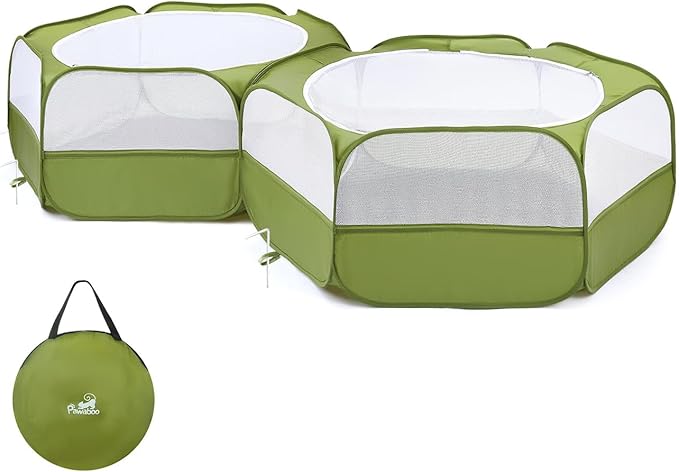 Pawaboo Small Animals Playpen, Portable Chicken Coop Run Large Chick Brooder with Zipper Splicing, Pop Up Pet Enclosure Cat Tent for Guinea Pig Bunny Puppy Indoor Outdoor, Avocado Green
