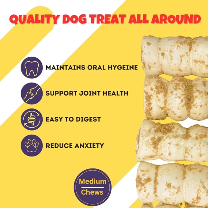 Woofley's 5-6" Bully Dusted Beef Cheek Roll - (50 Count)- Beef Cheek Rolls for Dogs - Long Lasting Natural Dog Chews