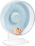 Silent Hamster Wheel, 10in Hamster Wheel with Adjustable Stand, Double-Bearing Quiet Spinner for Syrian Hamsters, Hedgehogs, Mice & Small Pets, Blue