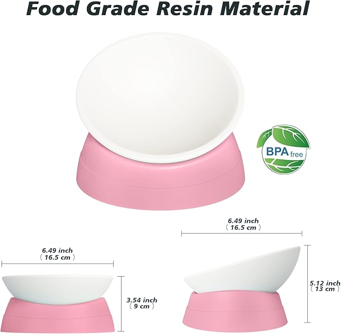Cat Bowls Elevated Cat Food Bowl Adjustable Cat Dish Anti-Slip and Anti-Noise Raised Cat Bowl Protecting Pet’s Spine Thickened Plastic Bowl Suitable for Indoor Cats, 17 Oz
