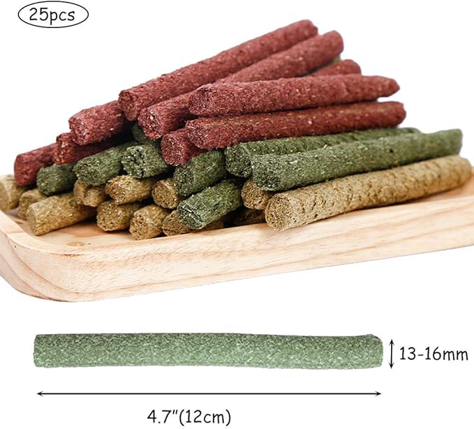 Oncpcare 25pcs Mixed Natural Grass Stick for Rabbit, Pet Chew Toys 3 Tastes of Combined Timothy Oat Beet, Molar Rod Small Pet Natural Snacks for Guinea Pigs, Rabbits, Bunny, Chinchilla, Hamsters