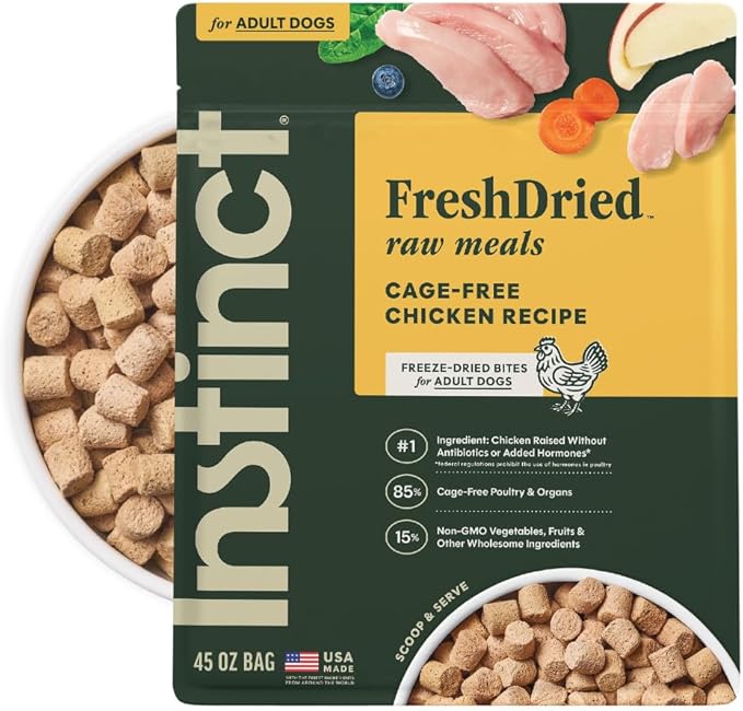 Instinct FreshDried Bites, Natural Freeze-Dried Dog Food, Grain-Free - Cage-Free Chicken, 45 oz. Bag