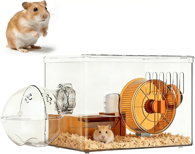 7-in-1 Transparent Hamster Cage Kit, All-in-One No Assembly, DIY Expandable/Stackable, 15.75×9.84×9.65 in, Small Desktop/Breeding/Nursery Cage, Fits Small Space/Kid’s Room, for Dwarf & Baby Hamsters