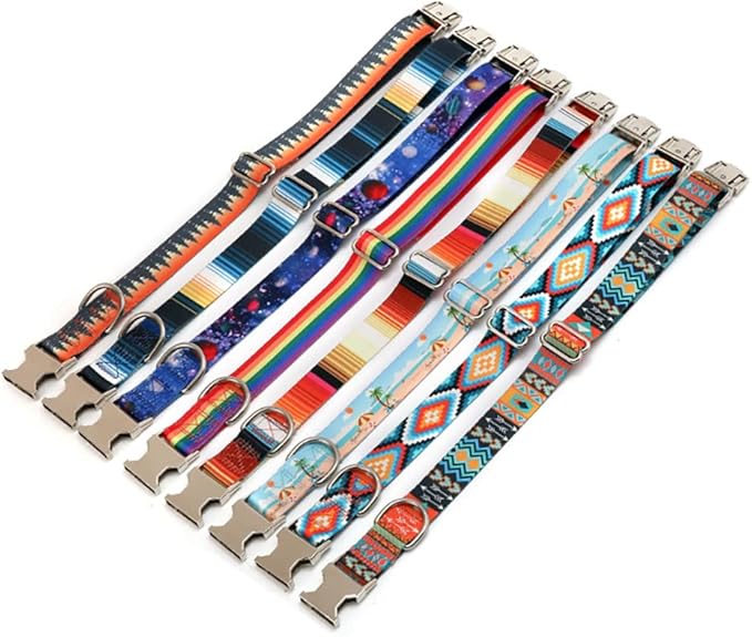 Dog Collar and Leash Set, Quick Release Buckle Soft Durable Print Puppy Collars Adjustable for Small Medium Large Pet Male Dogs Boy Cat Seabeach XL