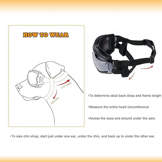 NVTED Dog Sunglasses/Goggles, UV/Wind/Dust/Fog Protection Pet Glasses Eye Wear with Adjustable Strap for Medium or Large Dog (Pack of 1)