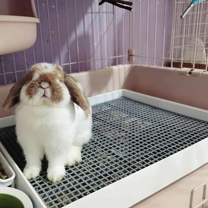 Petlex 22x18 inches Rabbit Litter Box with Grate, Extra Large Rabbit Litter Pan for Cage, Bunny Restroom Litter Tray Small Animals Toilet Potty Trainer for Hamster Ferret Rats Guinea Pigs Hedgehog