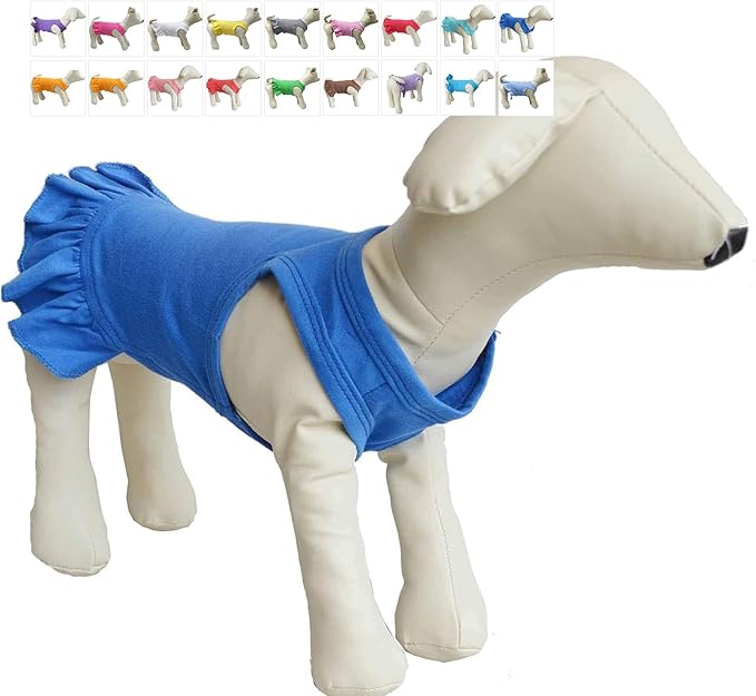 Pet Clothes Small Dog Clothing Blank Color Sport Dress T-Shirts Tee Dresses Tanks Top for Small Size Female Dogs Summer Spring Pet Costumes 100% Cotton (XL, Blue)