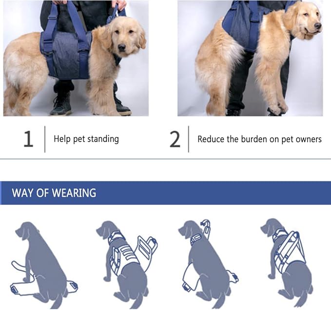Dog Lift Harness, Pet Support & Rehabilitation Sling Lift Adjustable Vest Breathable Straps,Full Body Recovery Sling for Old, Disabled, Joint Injuries, Arthritis, Paralysis Dogs Walk,XS