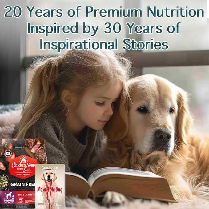 Chicken Soup for the Soul All Natural Premium Grain-Free All Life Stage Dry Dog Food, Real Meat First Ingredient, No By-Products, Added Taurine Supports Heart Health, Beef & Legumes, 22lb