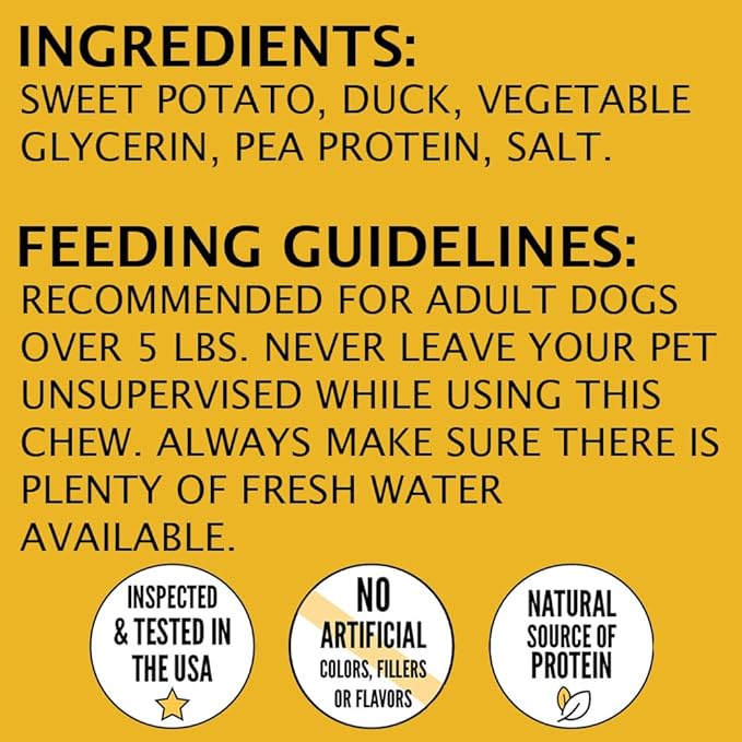 Hubert Pet Gourmet Duck & Sweet Potato Wraps Dog Treats - 2.5 lbs - USA Inspected - for Small & Large Dogs