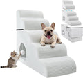 Dog Stairs for High Beds Up to 30" H with Tunnel,Extra Height 27.5" 5-Step Pet Steps for Small Dogs and Cats, Non-Slip Sturdy Dog Ramp with Anti-Tip Safety Strap and Removable Cover