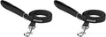 Voyager Reflective Dog Leash with Neoprene Handle, 5ft Long, Supports Small, Medium, and Large Breed Puppies, Cute and Heavy Duty for Walking, Running, and Training - Black (Leash), S (Pack of 2)