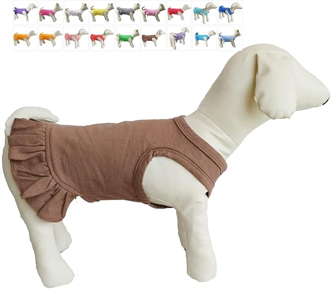 Pet Clothes Small Dog Clothing Blank Color Sport Dress T-Shirts Tee Dresses Tanks Top for Small Size Female Dogs Summer Spring Pet Costumes 100% Cotton (XL, Coffee)