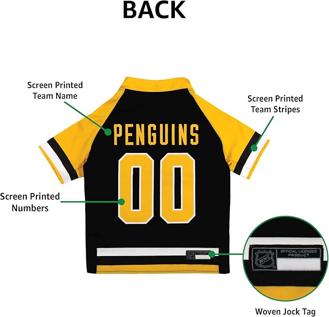 Pets First NHL Pittsburgh Penguins Jersey for Dogs & Cats, Large. - Let Your Pet be a Real NHL Fan!