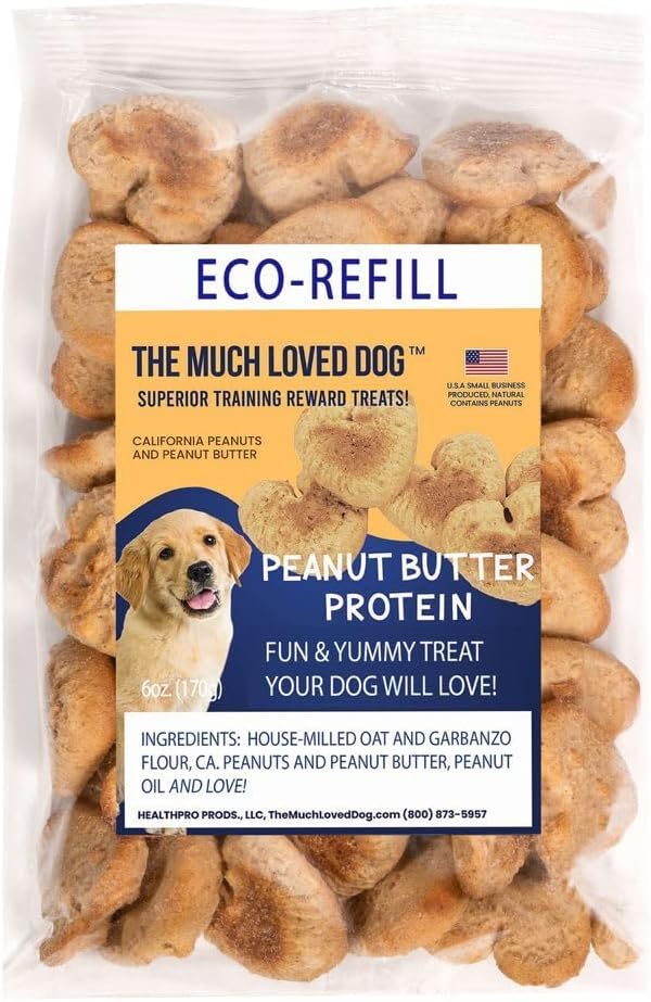 The Much Loved Dog™,Elite, Natural Peanut Butter Treats in Fresh-KEPR™, Natural, Fun & Yummy! Human- Food-Grade, Small-Batch Baked By CA Dog-Lovers, Freshness in All Climates, U.S.A., Refill and Save.