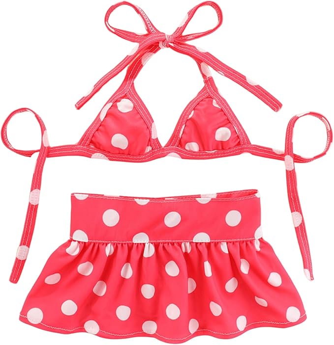 Junchl Small Dog Bikini,Summer Pet Swimsuit Puppy Bathing Dress Beach Clothes, Hawaiian Party Pet Costume Outfit for Puppy Cat Kitten Pink Polka Dots XS