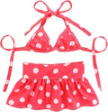 Junchl Small Dog Bikini,Summer Pet Swimsuit Puppy Bathing Dress Beach Clothes, Hawaiian Party Pet Costume Outfit for Puppy Cat Kitten Pink Polka Dots XS