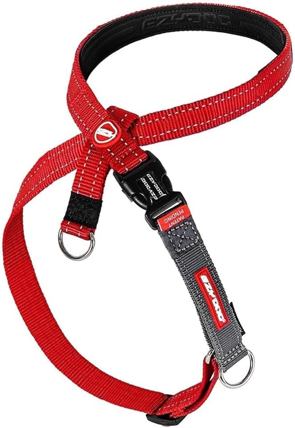 EzyDog Crosscheck No Pull Dog Training Harness – 2-in-1 Escape Proof Reflective Dog Harness for Easy Controlled Walks (L, Red)