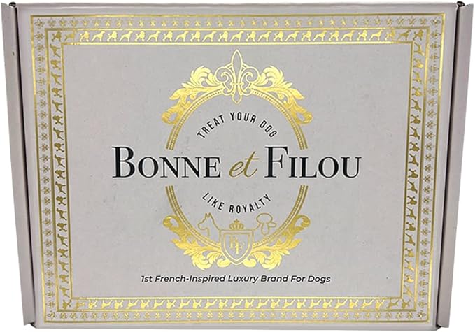 Bonne et Filou Christmas Dog Treats, Luxury Gourmet Gift Box, 18 Hand Designed Macarons, Truffles & Bone Cookies, Perfect Holiday Snack for Medium to Large Dogs