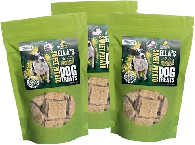 Ella's Diabetic Dog Treats 24 oz - Sweet Potato Low Glycemic Ingredients - Vet Approved - Made in USA by Owners of Diabetic Dogs - Designed to Help Keep Sugar Levels Balanced