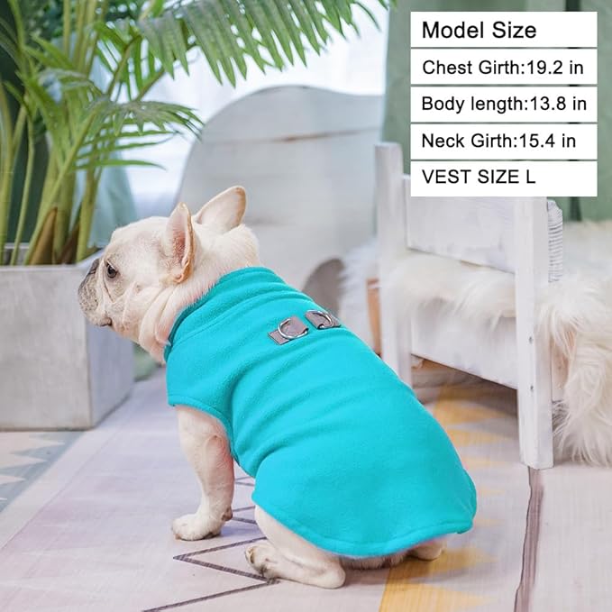 BEAUTYZOO Dog Fleece Vest Sweater Winter Jacket for Small and Medium Dogs with D-Ring Leash Cold Weather Coat Hoodie for XS S M Dogs Boy or Girls, Blue M