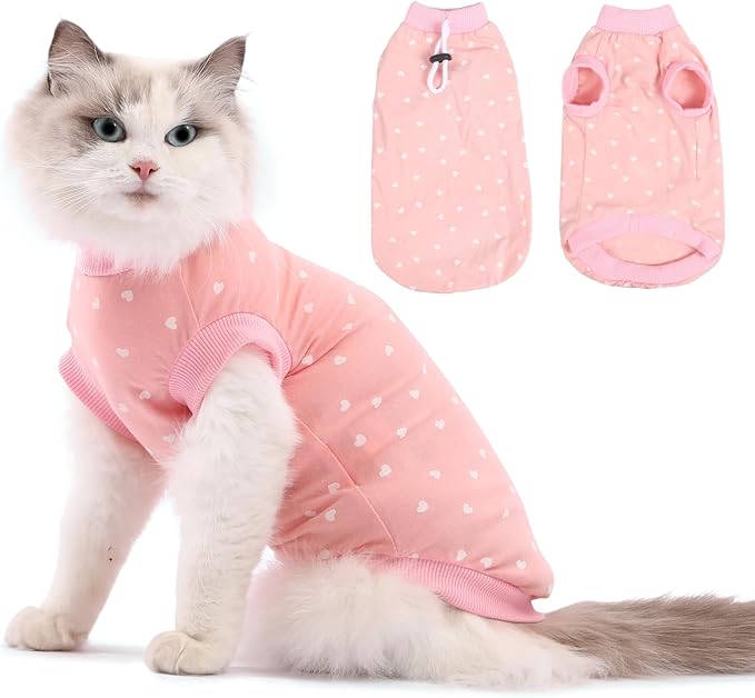 FEimaX Cat Surgery Recovery Suit Cat Onesie for Cats After Surgery Spay Surgical Cone of Shame Alternative Surgical Spay Suit for Female Cat, Post-Surgery or Skin Diseases Protection