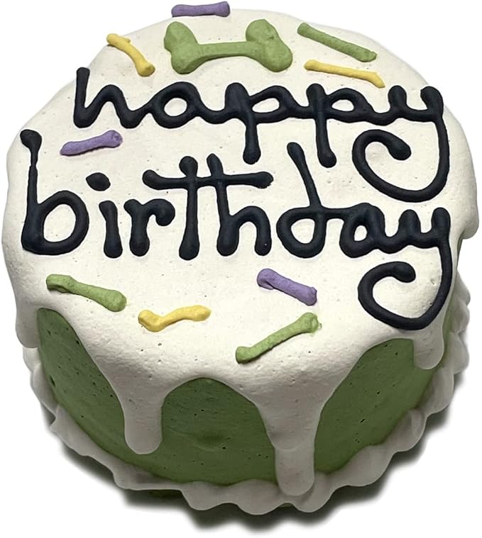 Bubba Rose Biscuit Company: Green Dog Birthday Baby Cake - Crunchy Biscuit Texture - Natural Gourmet Pet Treat - Dog Cake - 3 inch 1 Count - Made in The USA