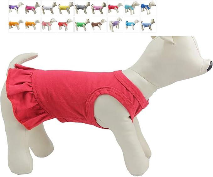 Pet Clothes Small Dog Clothing Blank Color Sport Dress T-Shirts Tee Dresses Tanks Top for Small Size Female Dogs Summer Spring Pet Costumes 100% Cotton (S, Red)