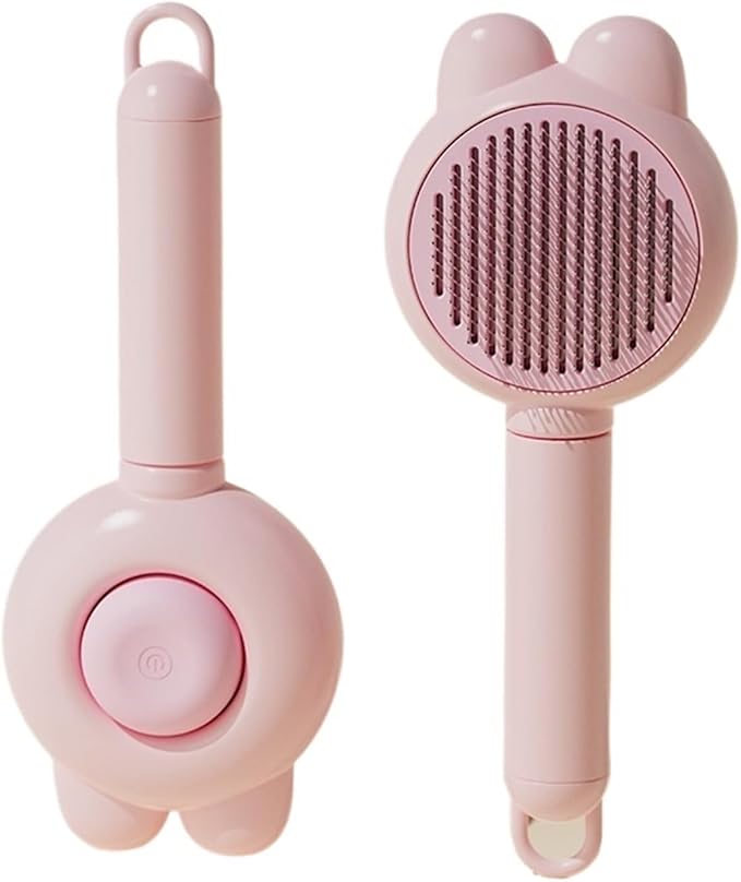 Pet Grooming Comb Steel pin Comb Golden Retriever Teddy pet Supplies pin Comb Dog cat Hair Brush(Rabbit Ear Hair Removal Comb-Pink)
